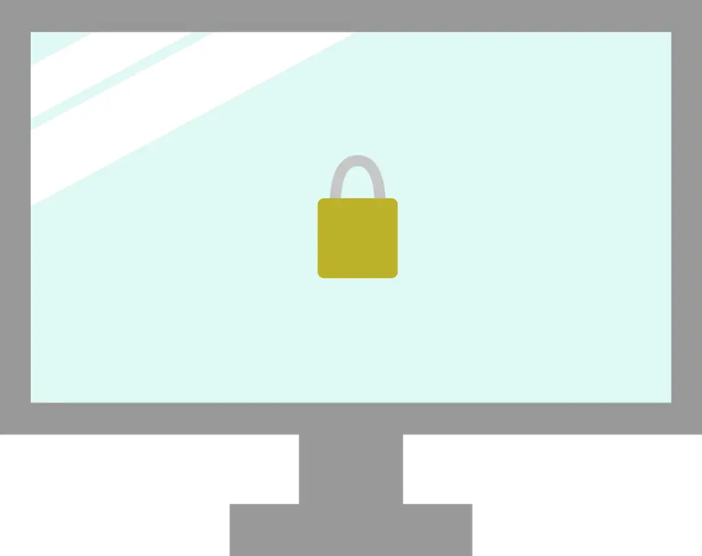 A computer monitor displaying a yellow padlock icon, symbolizing secure and protected data.