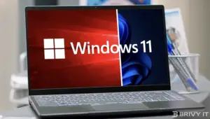Windows11 Blog - Brivy IT Windows 11 laptop showing upgrade interface for business use Brivy IT